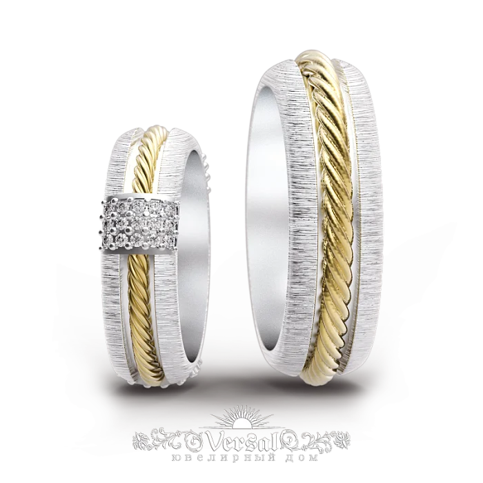 Кольцо обручальное из комбинированного золота без вставок вид 1