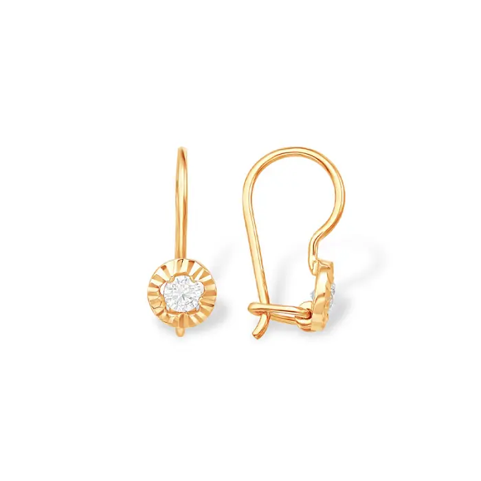 Серьги детские из красного золота