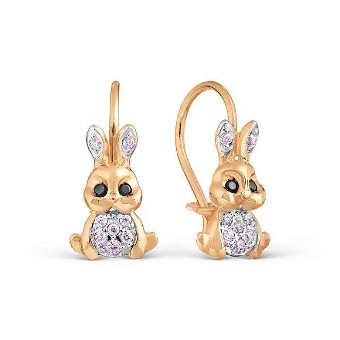 Серьги детские из красного золота