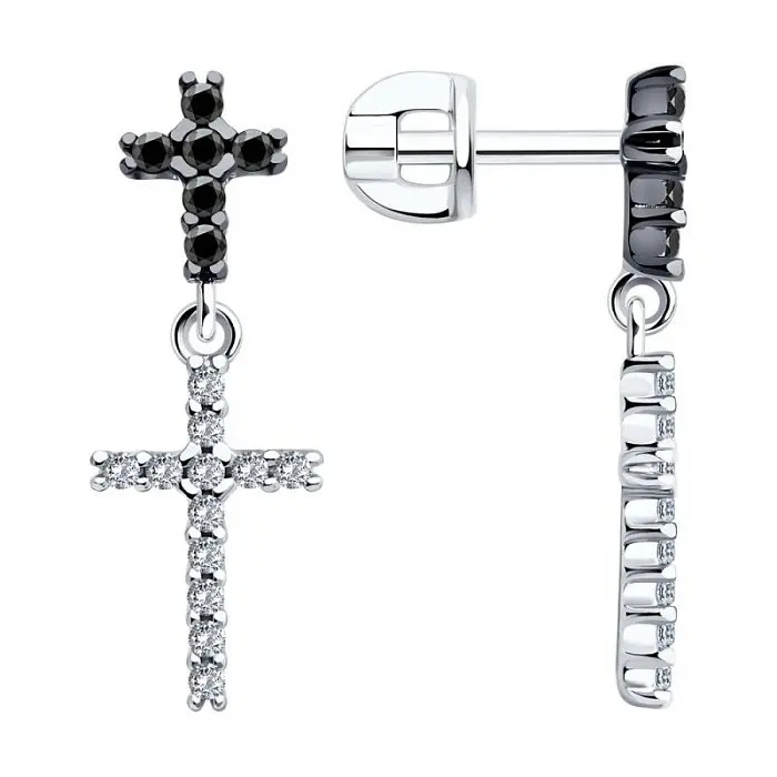 Серьги подвесные из серебра