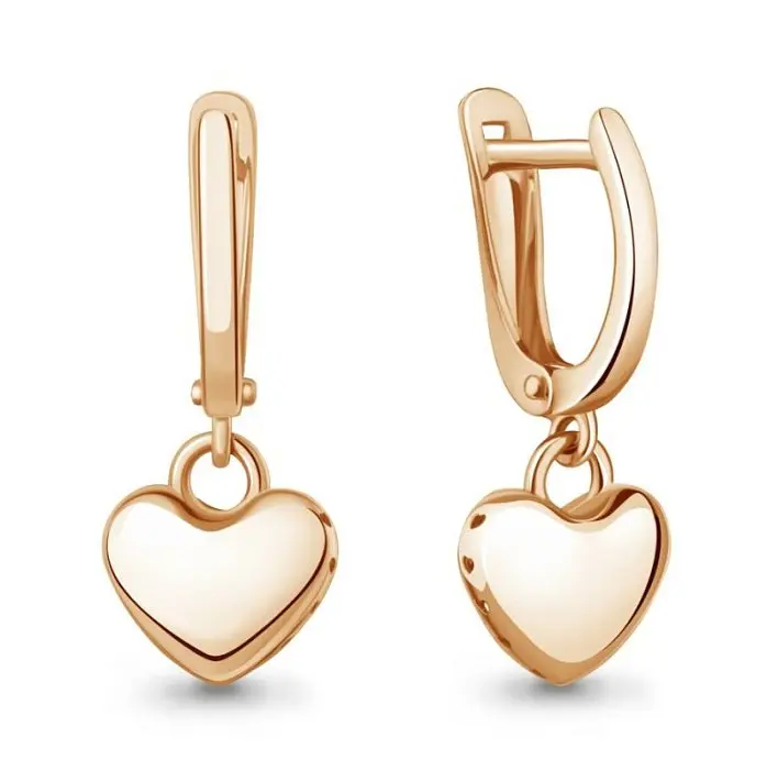 Серьги подвесные из красного золота