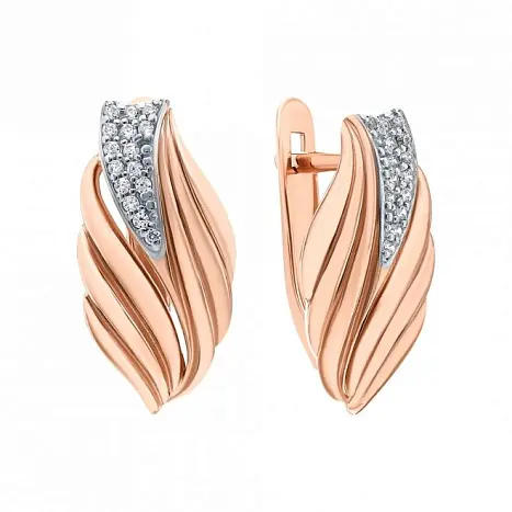 Серьги с английским замком из красного золота