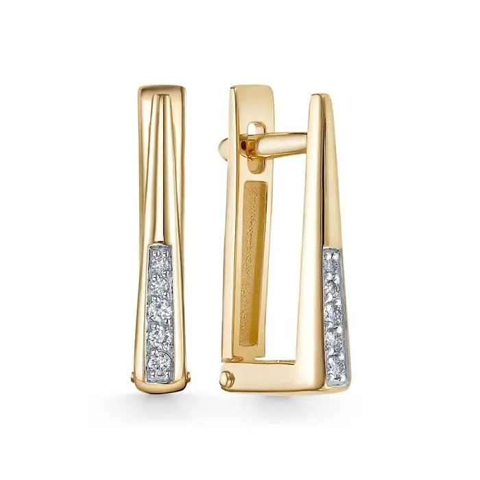 Серьги с английским замком из красного золота