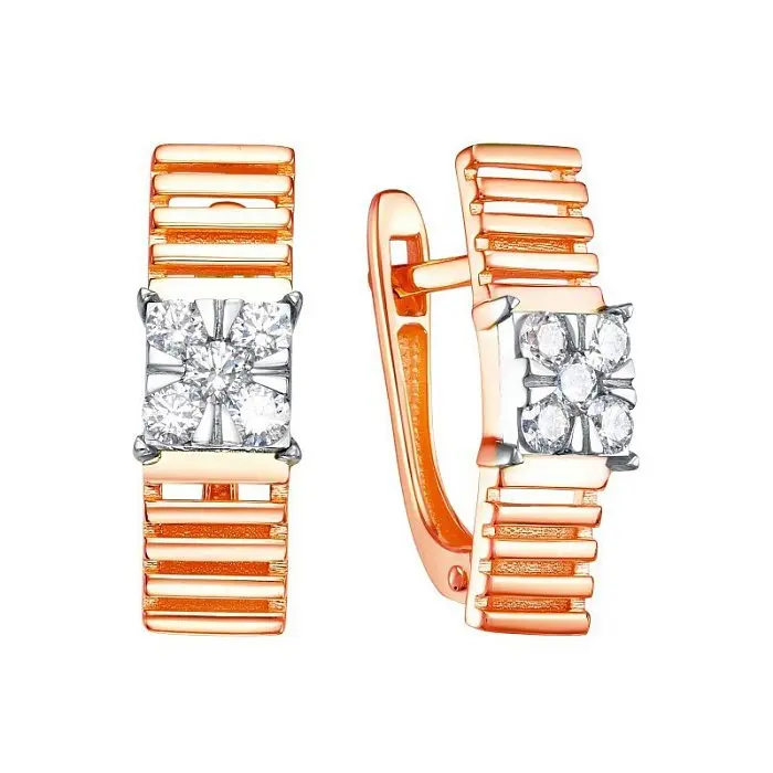 Серьги с английским замком из красного золота