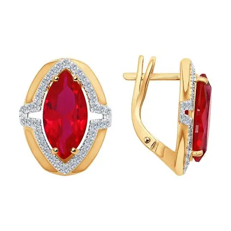 Серьги с английским замком из красного золота