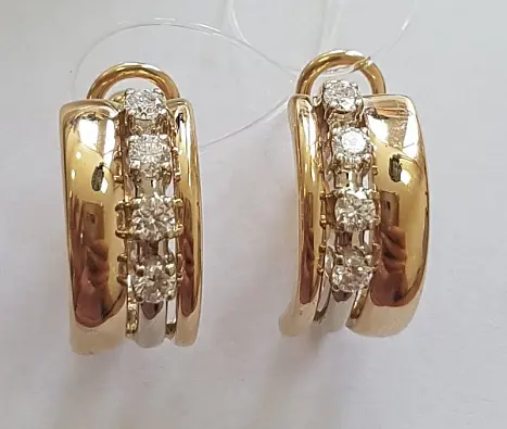 Серьги с английским замком из комбинированного золота