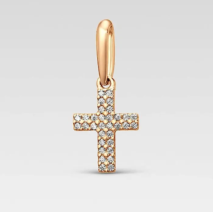 Подвеска декоративный крест из комбинированного золота