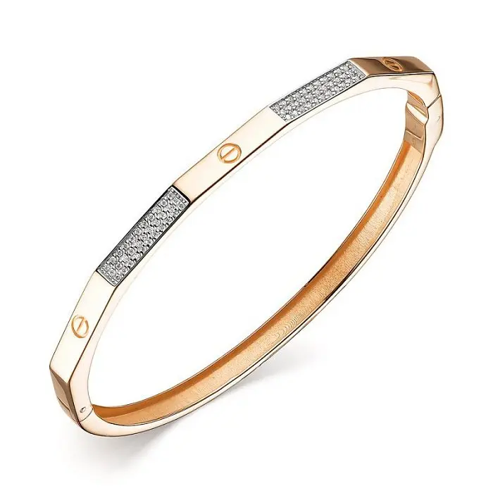 Браслет жесткий из красного золота