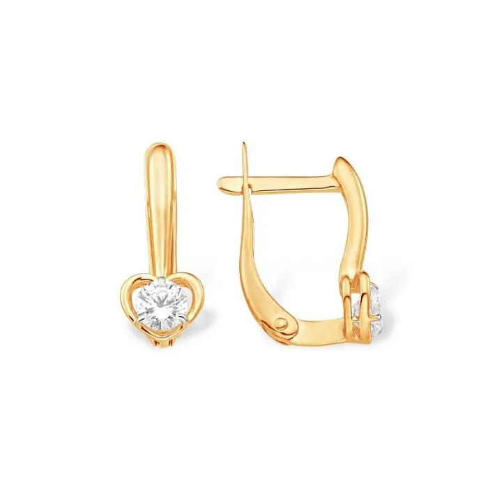 Серьги с английским замком из красного золота