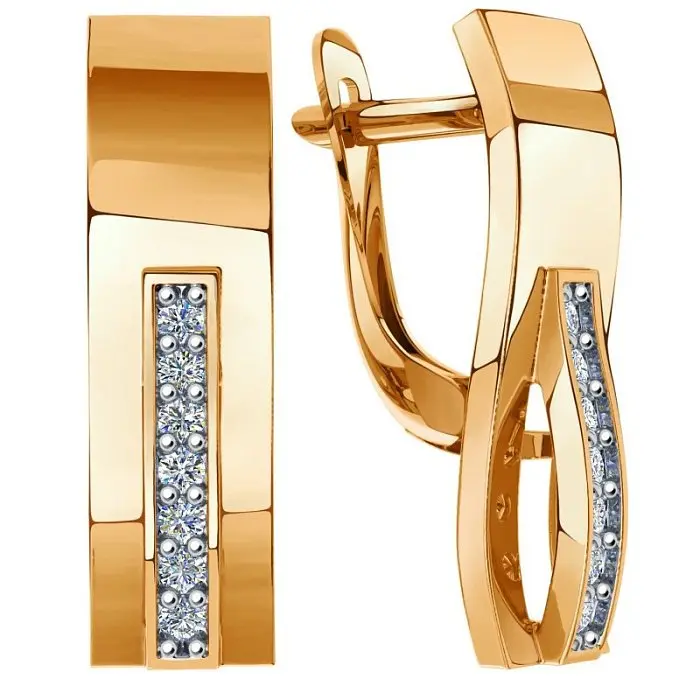 Серьги с английским замком из красного золота