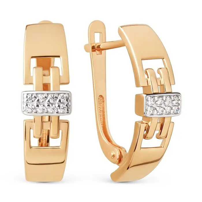 Серьги с английским замком из красного золота