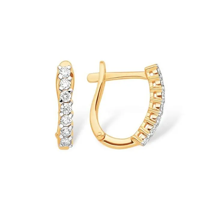 Серьги с английским замком из комбинированного золота