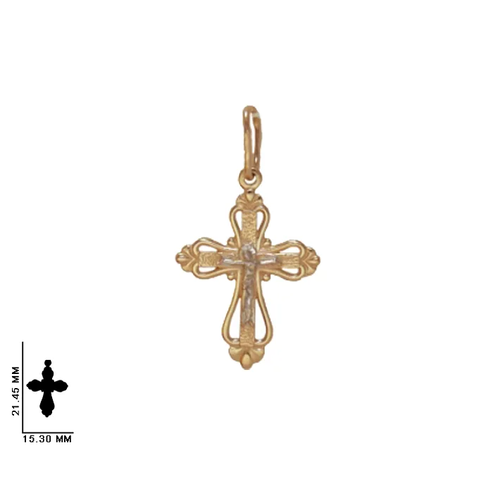 Подвеска крест из комбинированного золота