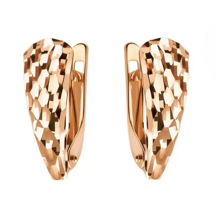 Серьги с английским замком из красного золота