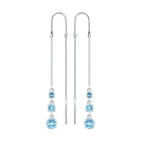 Серьги цепочки из серебра