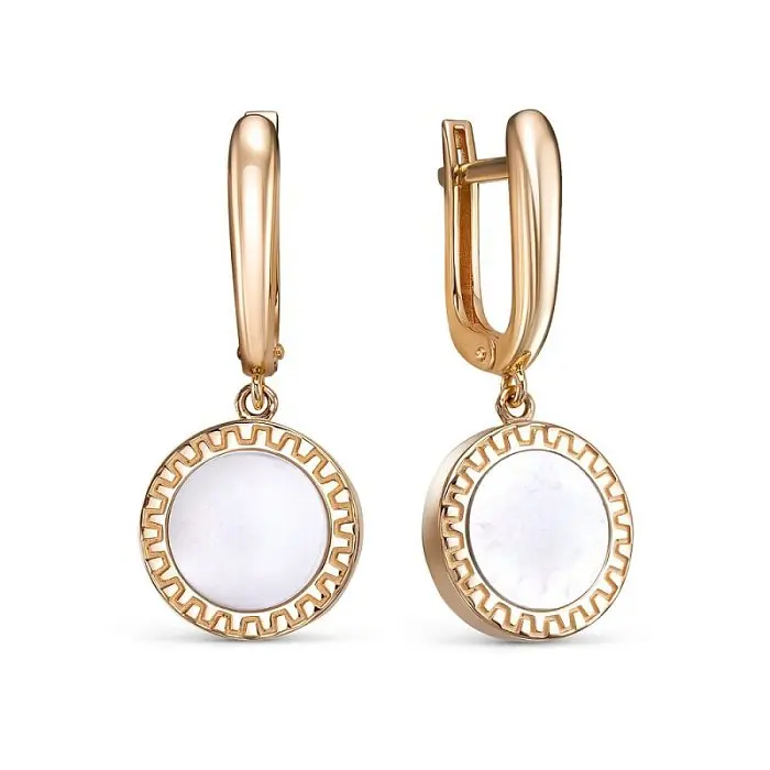 Серьги подвесные из красного золота