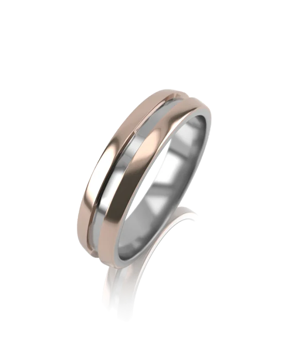 Кольцо обручальное из комбинированного золота вид 1