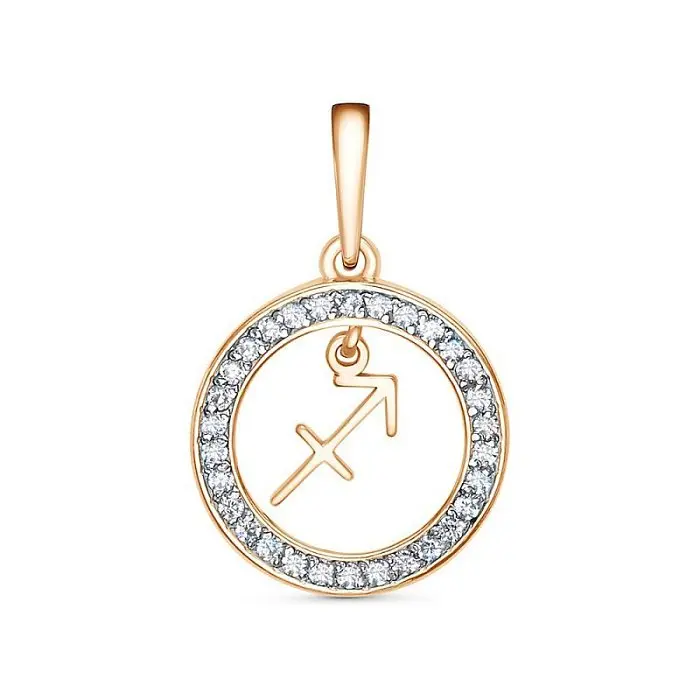 Подвеска знак зодиака из комбинированного золота