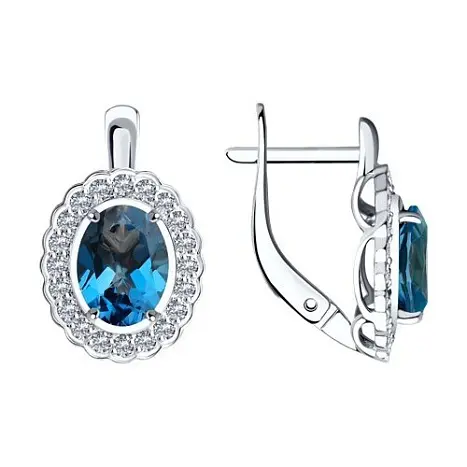 Серьги с английским замком из белого золота