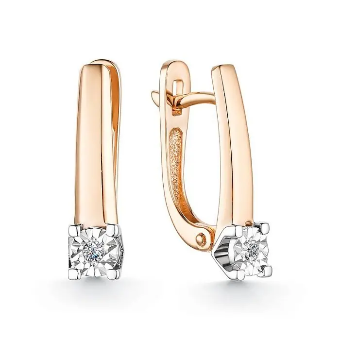 Серьги с английским замком из комбинированного золота