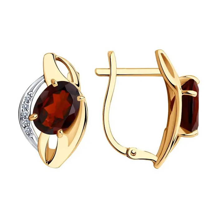 Серьги с английским замком из красного золота