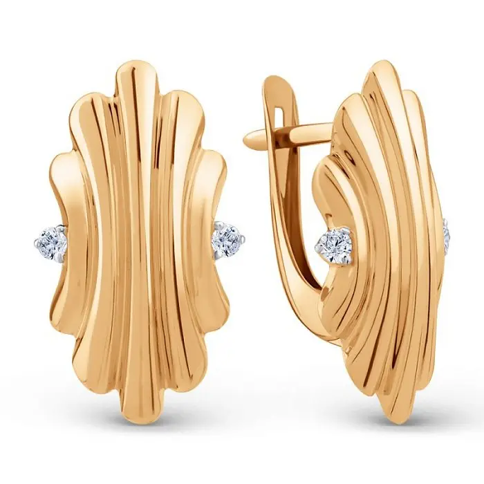 Серьги с английским замком из красного золота