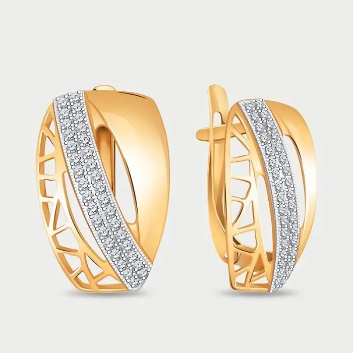 Серьги с английским замком из красного золота