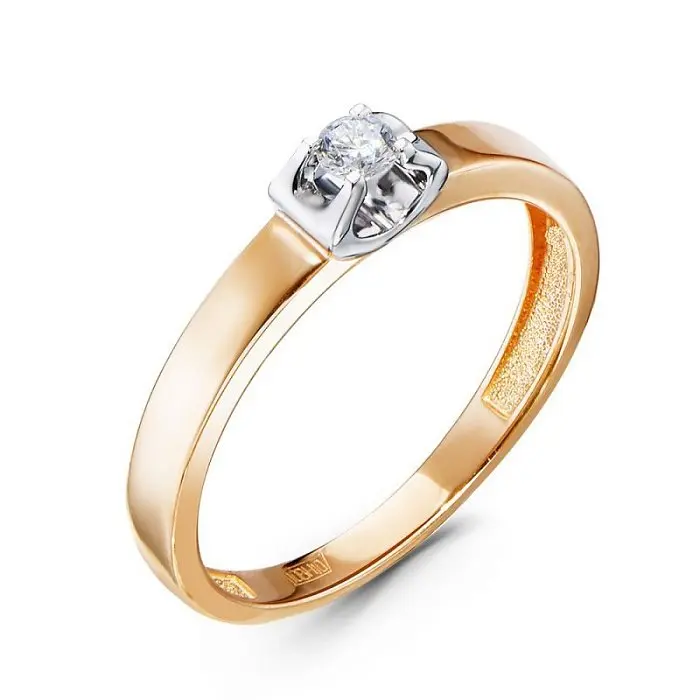 Кольцо помолвочное из комбинированного золота