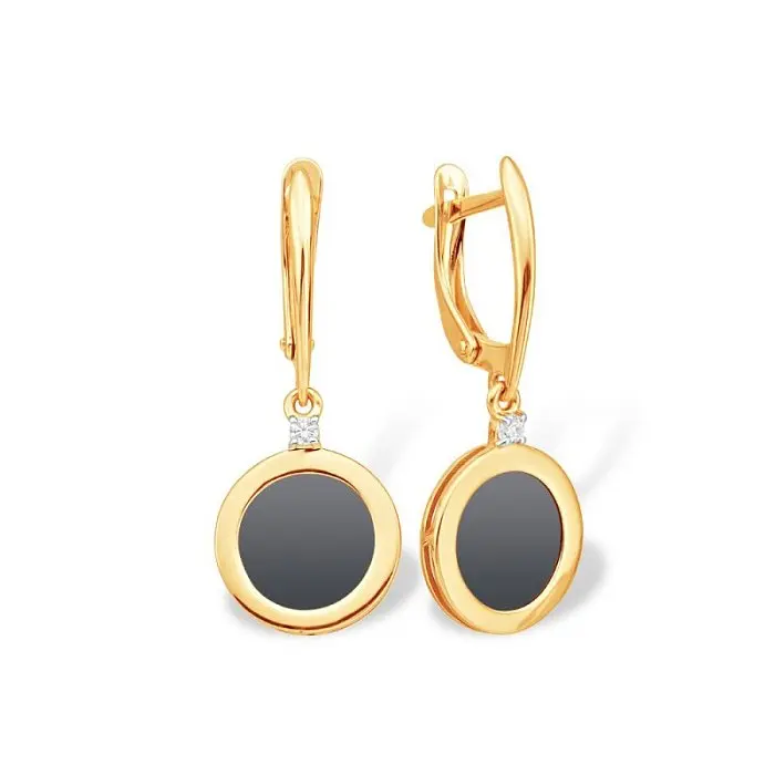 Серьги подвесные из красного золота