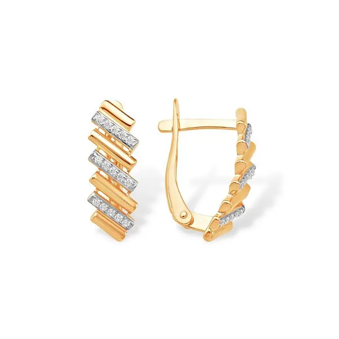 Серьги с английским замком из красного золота
