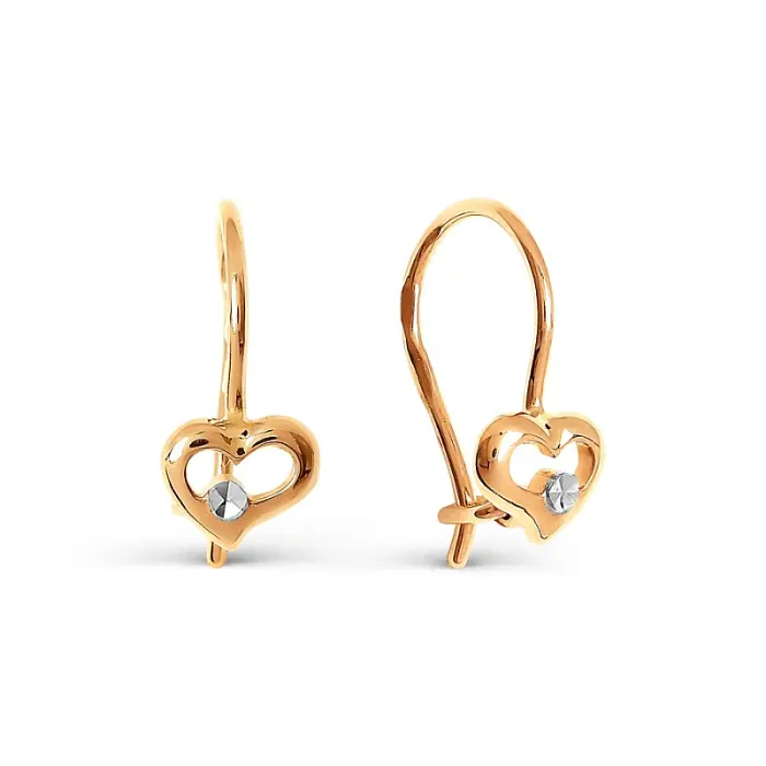 Серьги детские из красного золота