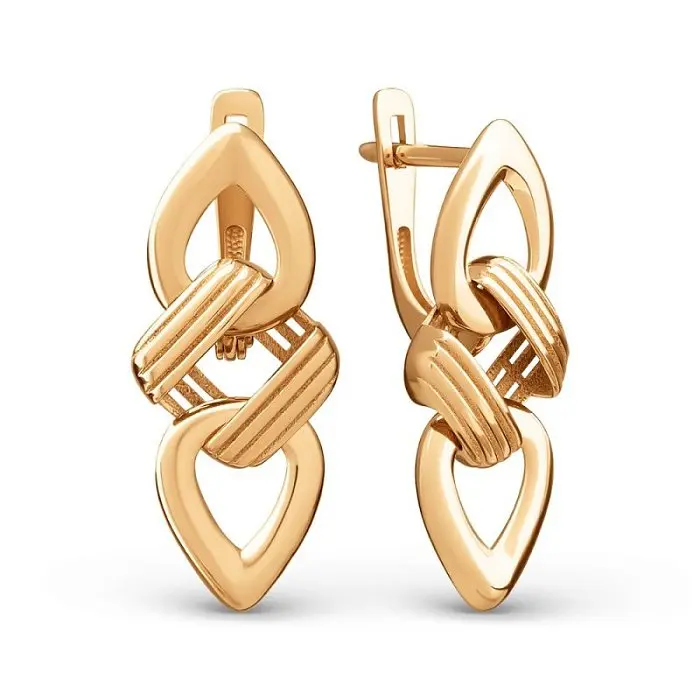 Серьги с английским замком из красного золота