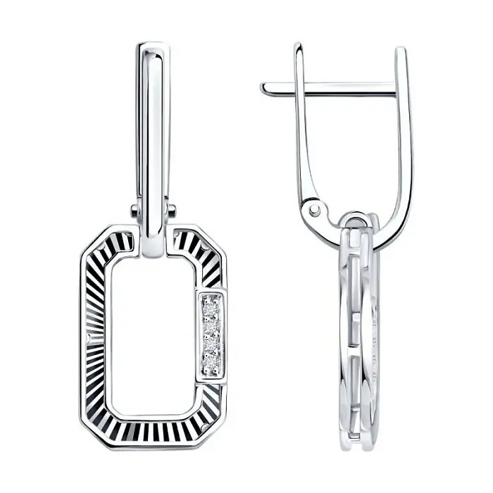 Серьги подвесные из белого золота