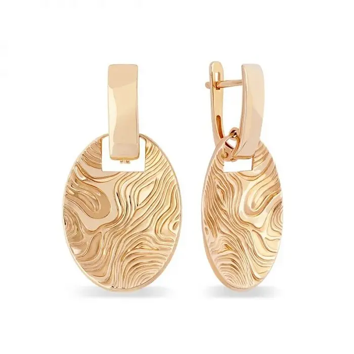 Серьги подвесные из красного золота