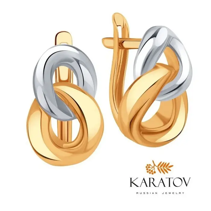 Серьги с английским замком из комбинированного золота