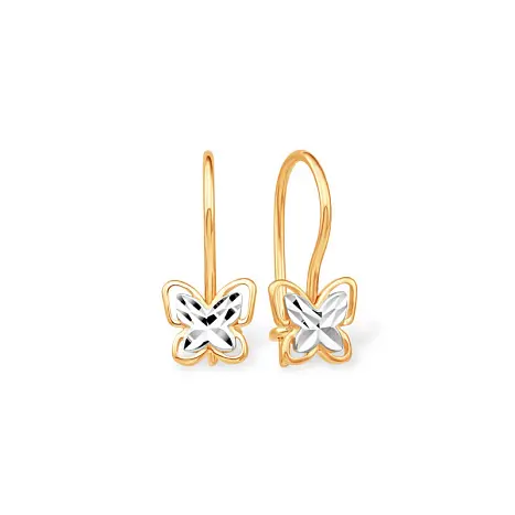 Серьги детские из комбинированного золота
