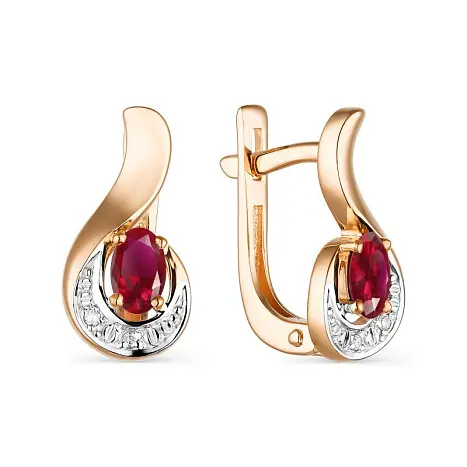 Серьги с английским замком из красного золота