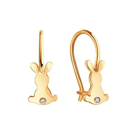 Серьги детские из красного золота