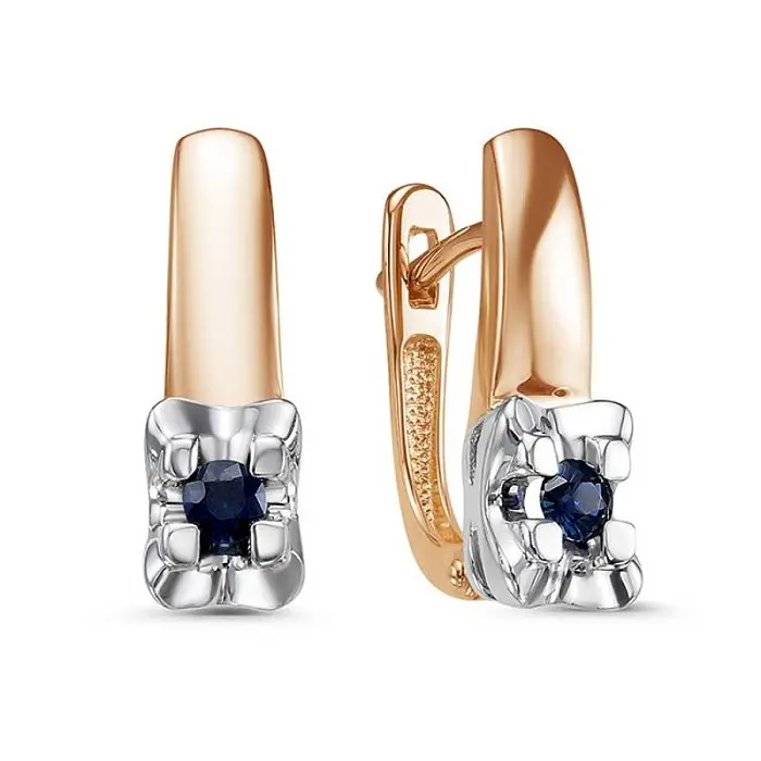 Серьги с английским замком из комбинированного золота вид 1