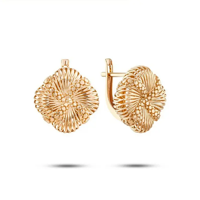 Серьги с английским замком из красного золота