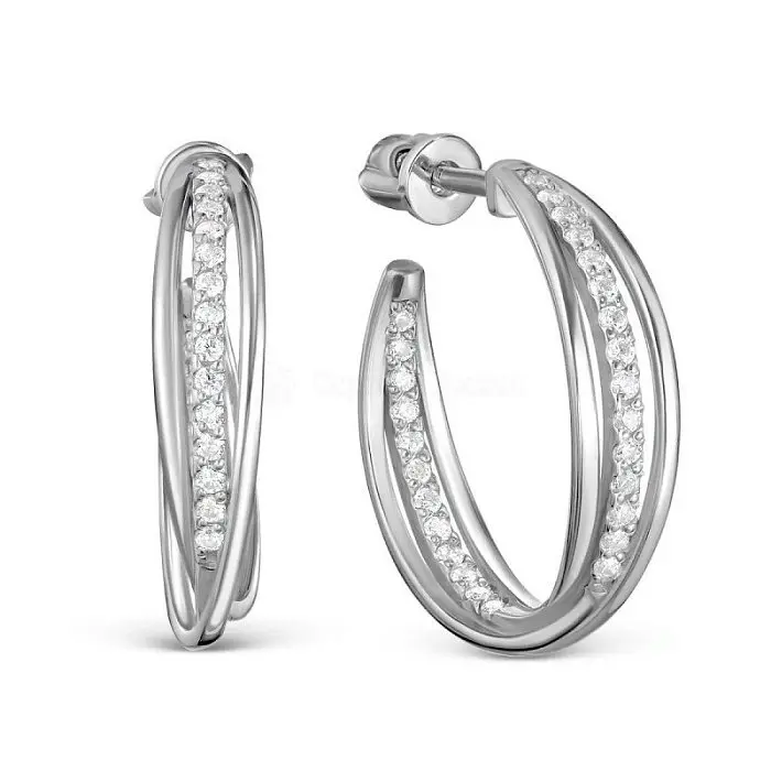 Серьги пуссеты из серебра вид 1