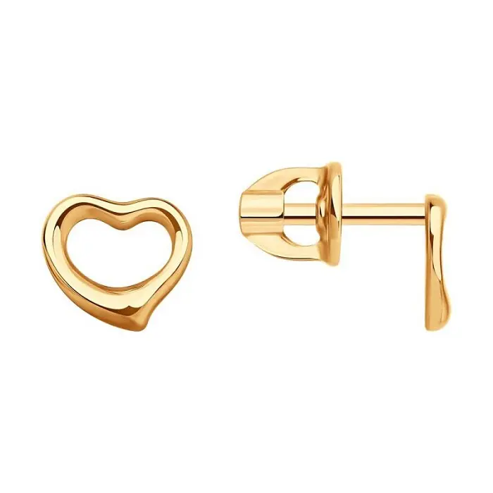 Серьги пуссеты из красного золота