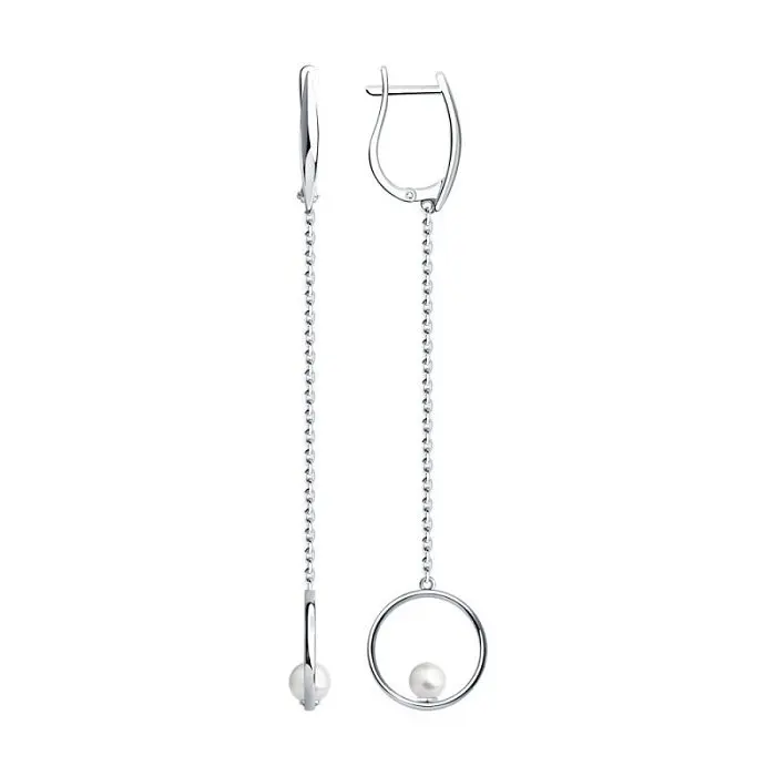 Серьги подвесные из серебра