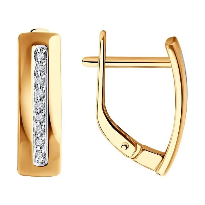 Серьги с английским замком из красного золота