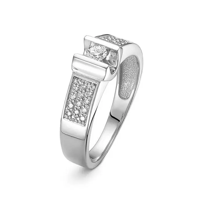 Кольцо помолвочное из белого золота