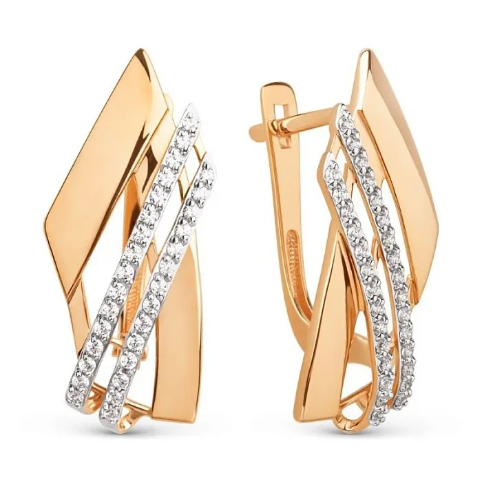 Серьги с английским замком из красного золота