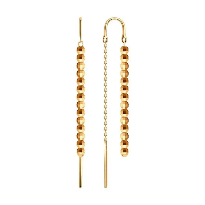 Серьги цепочки из красного золота