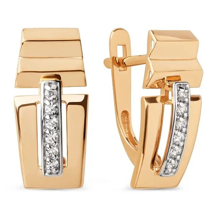 Серьги с английским замком из красного золота