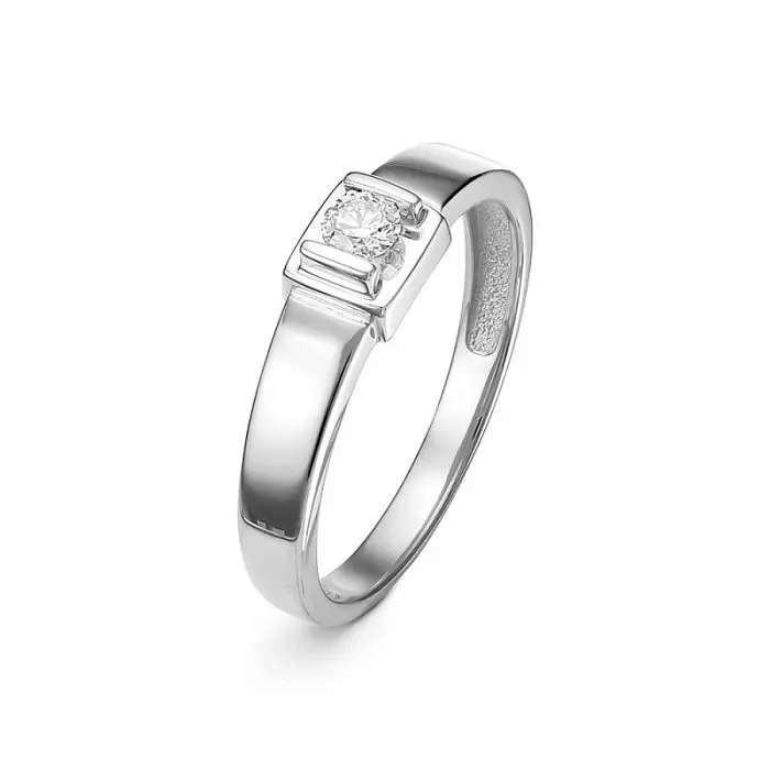 Кольцо помолвочное из белого золота