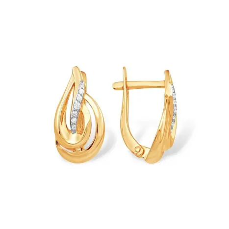 Серьги с английским замком из красного золота